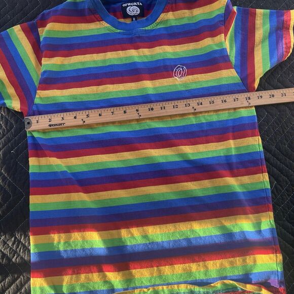 Odd Future OFWGKTA Shirt Mens Medium Kidcore Rainbow Short Sleeve Striped - Picture 7 of 10